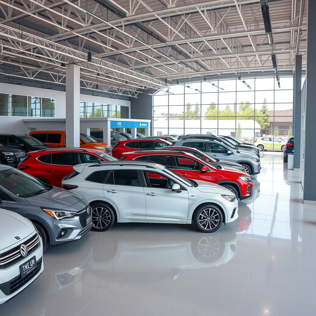 Modern Argentine automotive dealership showroom displaying a diverse lineup of reliable, well-maintained vehicles known for dependability, low maintenance costs, and excellent long-term durability in Argentine market conditions
